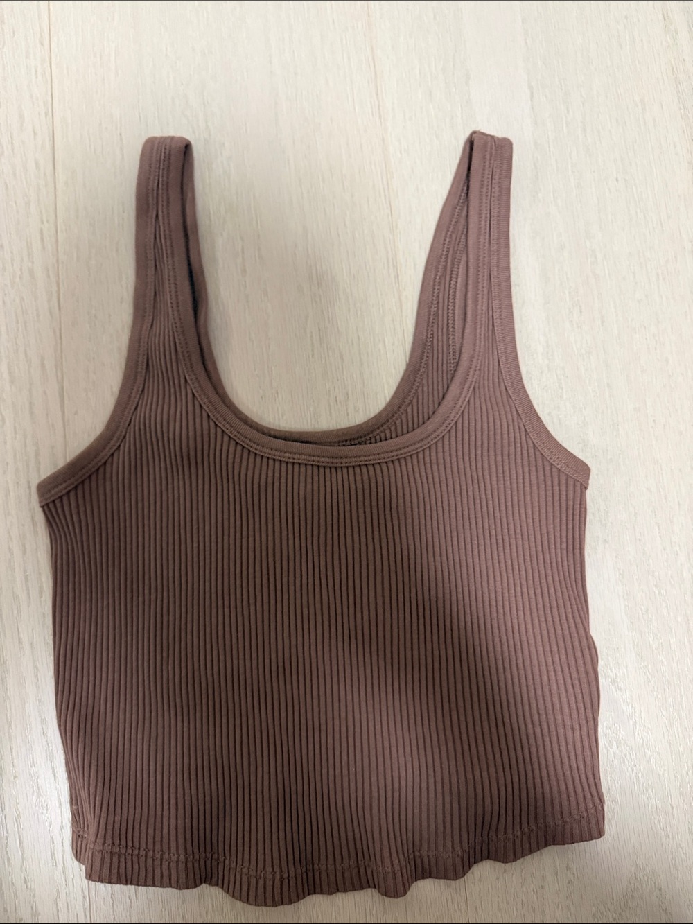 Old Navy Ribbed Scoop Crop Tank - Chocolate Brown